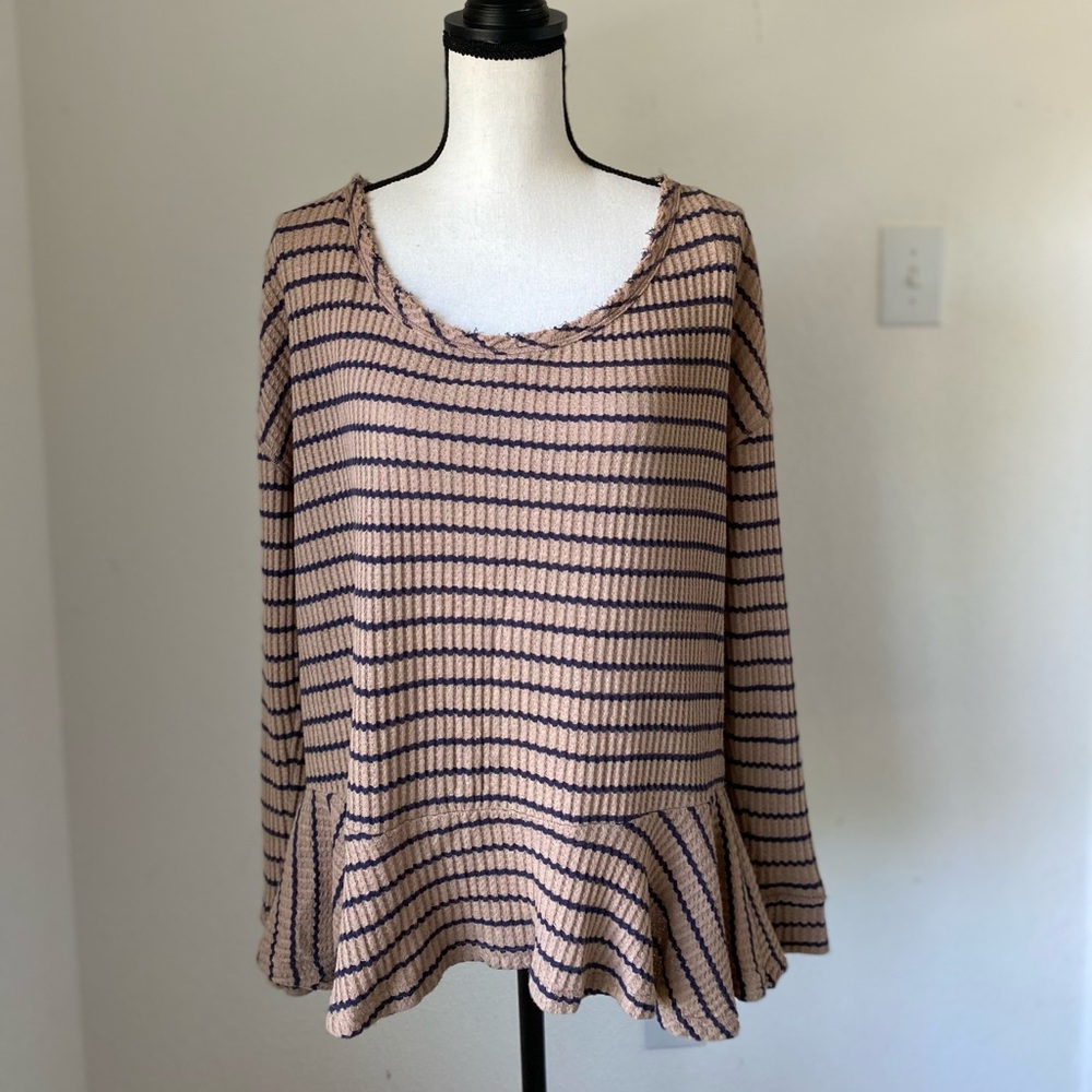 Free People Thermal Striped Top / Size Medium
